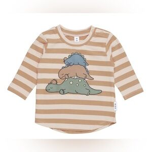 Huxbaby Sleeping Dinos Long Sleeve Stripe Top